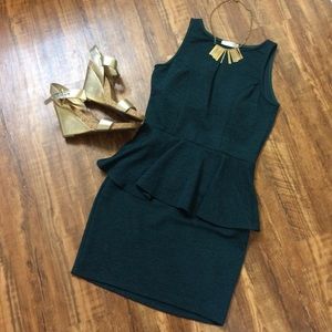 Dark Green Peplum Dress