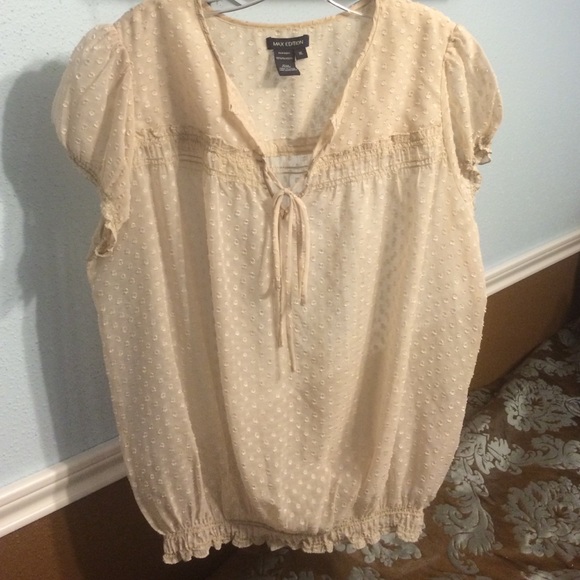 Sheer tan blouse. Super flattering! (Size XL)