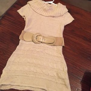 Tan short sleeve sweater dress
