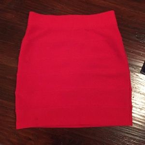 Red body con skirt