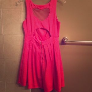 LAMOUR pink skater dress with heart shaped back