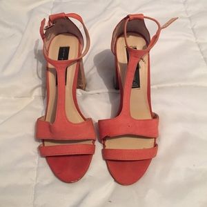 Coral block heel sandals