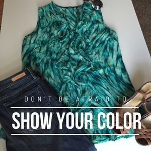 NY&Co- tropical print sleeveless blouse