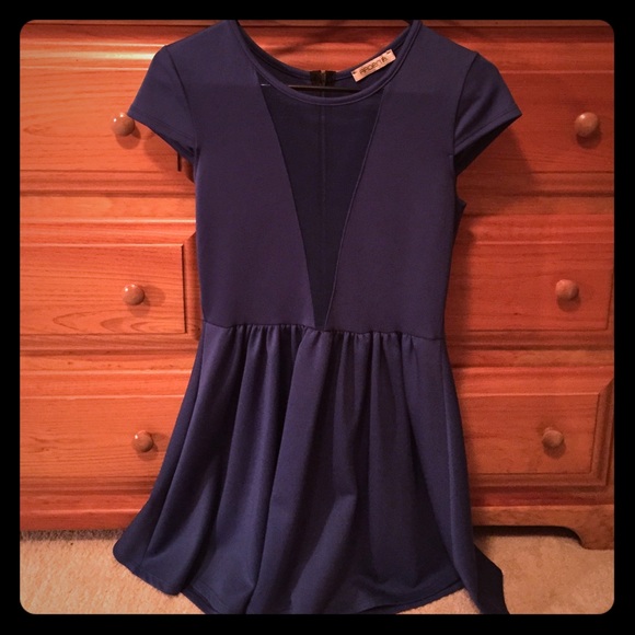 Arden B fit and flare see-through V cut dress