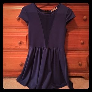 Arden B fit and flare see-through V cut dress