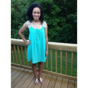 New-Lace Timmed Cross Back Dress