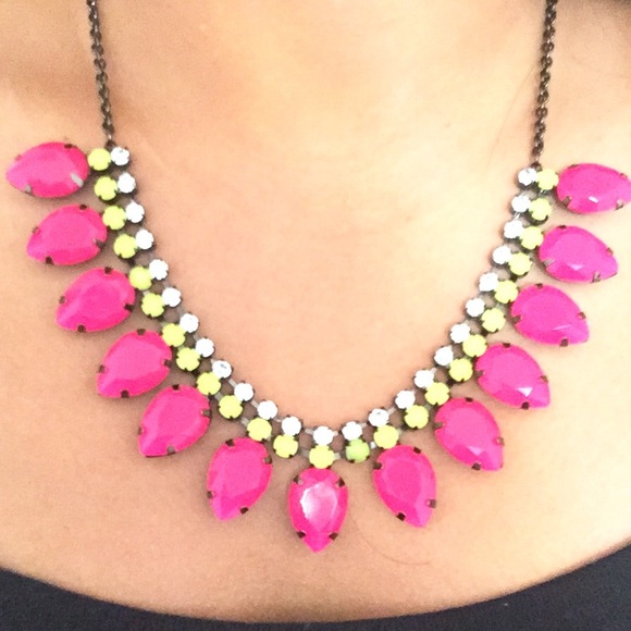 Neon pink & green statement necklace
