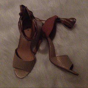H&M dark beige or nude leather sandal heels