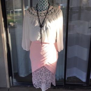 High waisted rose pink elegant skirt