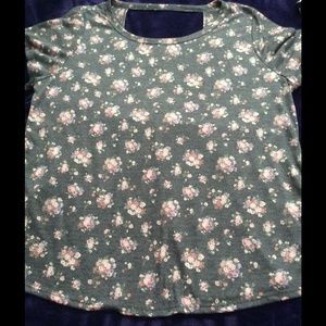 floral print open back top
