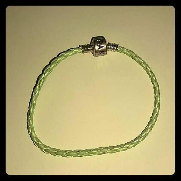 Pandora bracelet, green braid.