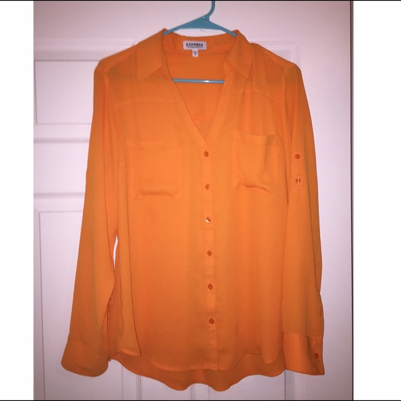 Orange button down