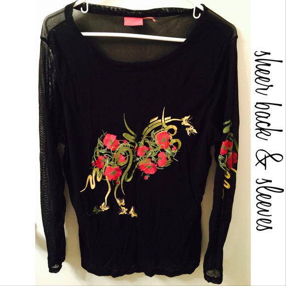 Sheer back & sleeve design shirt