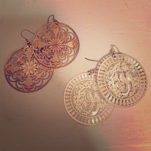 Gold and silver earrings