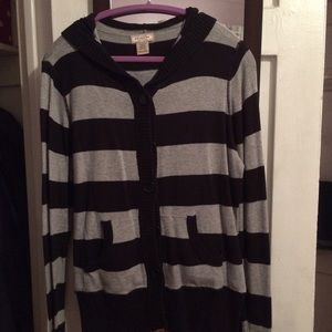 Black/Gray Striped Cardigan
