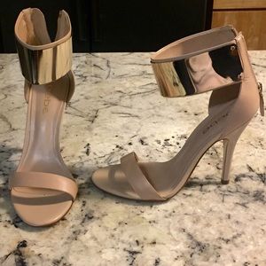 Bebe Gold Cuff Nude Heels