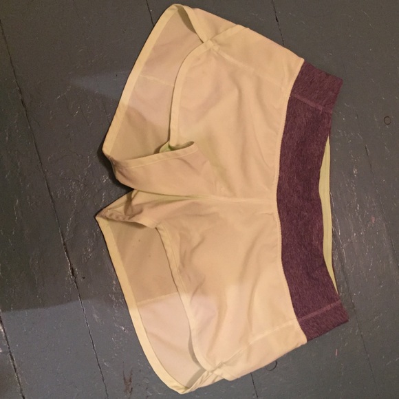 Lulu lemon neon green and grey running shorts