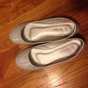 silver sparkly ballet flats