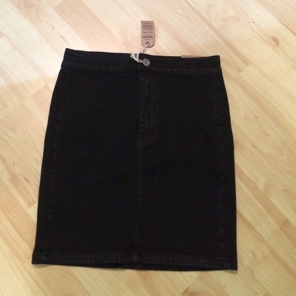 Black denim pencil skirt