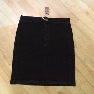 Black denim pencil skirt