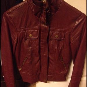 Pleather maroon coat