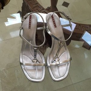 Silver prada sandals