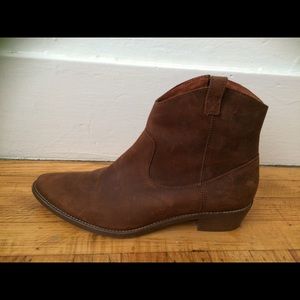 Brown leather booties