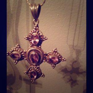 Sterling Silver Necklace with Purple Stones