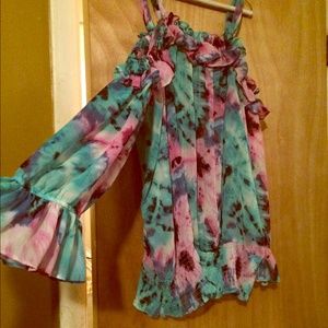 Retro tye dye belled sleeve shirt