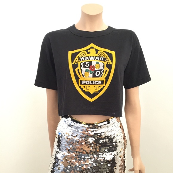 (Listing Sale) TOP: Vintage Hawaii Police Crop Top. Fits XS-L (different look) - Picture 2 of 4