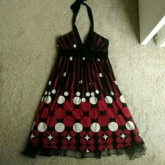 Fun flirty party dress red/black/white polka dots - Picture 1 of 2