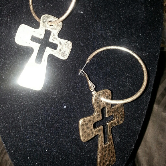 Gold plated cross earrings