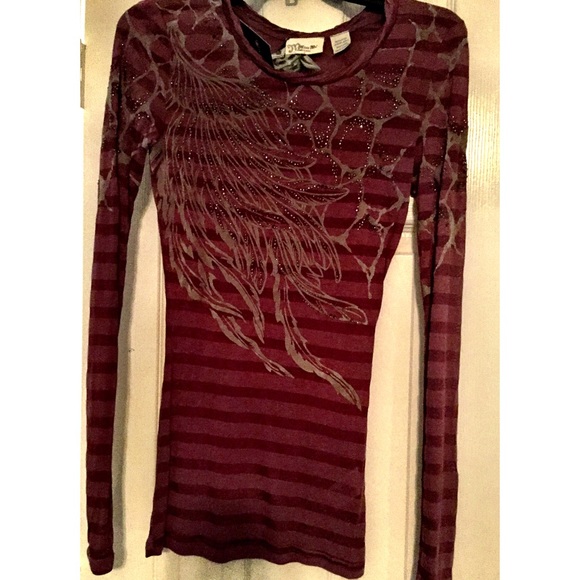 Miss me long sleeve stripe embellished top