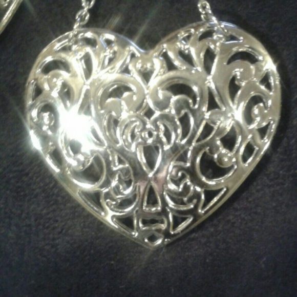 Silver Heart Earrings - Picture 2 of 3