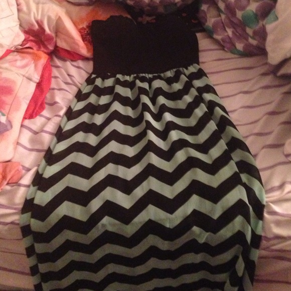 chevron mint green and black maxi dress