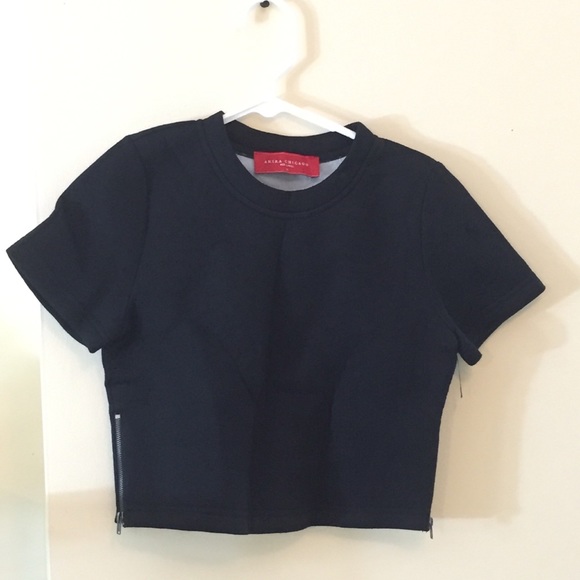 Black Crop Top with Side Zips