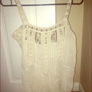 Embroidered and beaded white tank