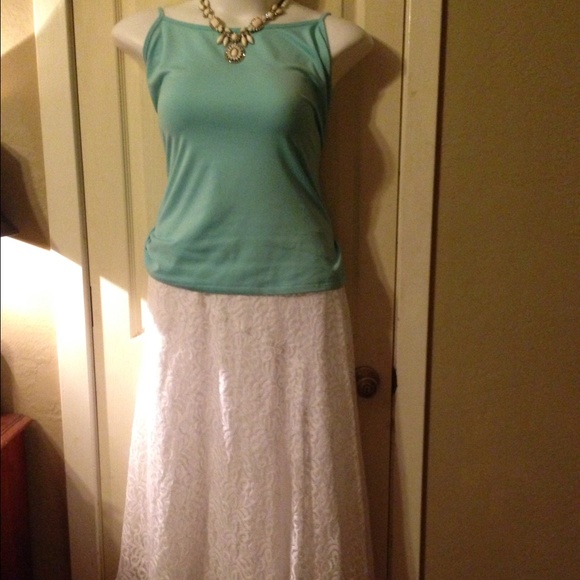 Crisp white lace skirt