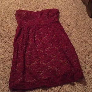 Red&cream floral dress