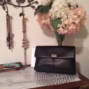 Black Leather Clutch - J. Crew