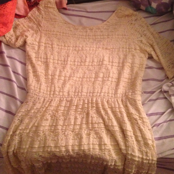 off white crotchet lace pattern dress