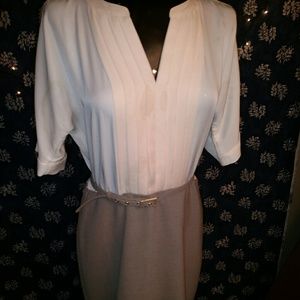 ANN TAYLOR suit dress. 3/4 sleeve. Neutrals SZ 4