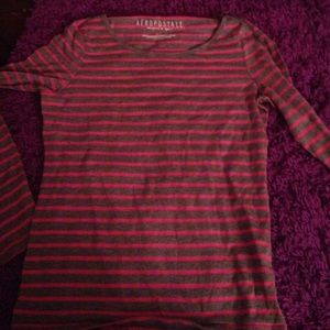 pink and grey long sleeve shirt