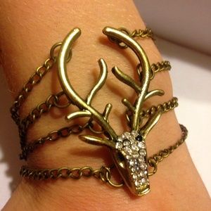 4 chain antique looking deer head bracelet