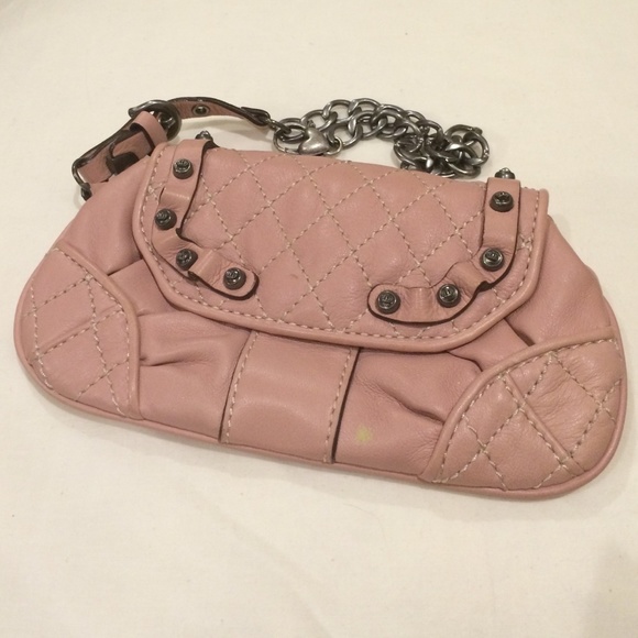 Juicy Couture pink leather and silver wristlet