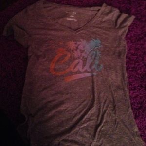 grey ombré Cali lettering shirt with palm trees