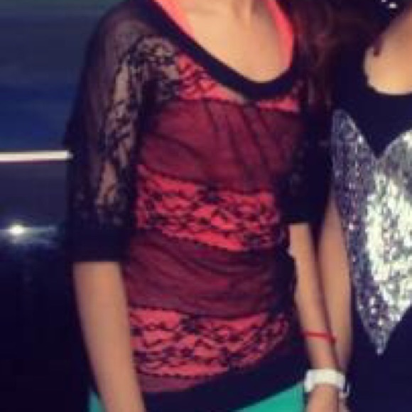 black lace top with 3/4 sleeves size small