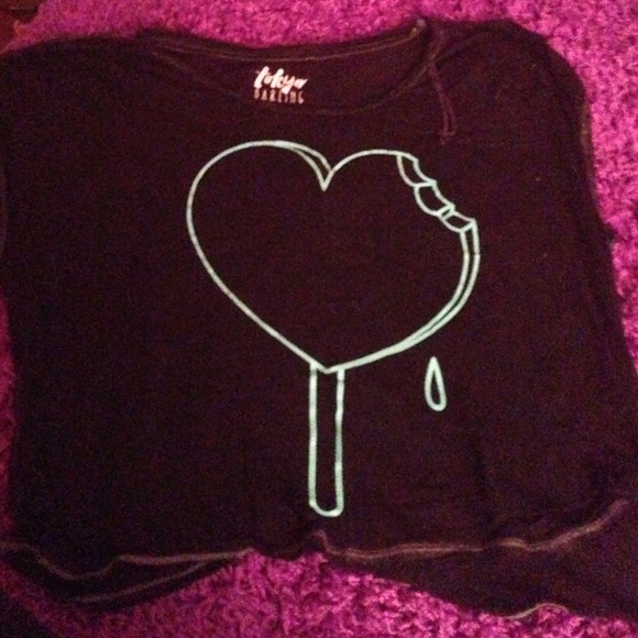 black transparent shirt with heart ice cream