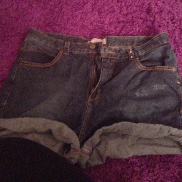 dark wash denim shorts with studs