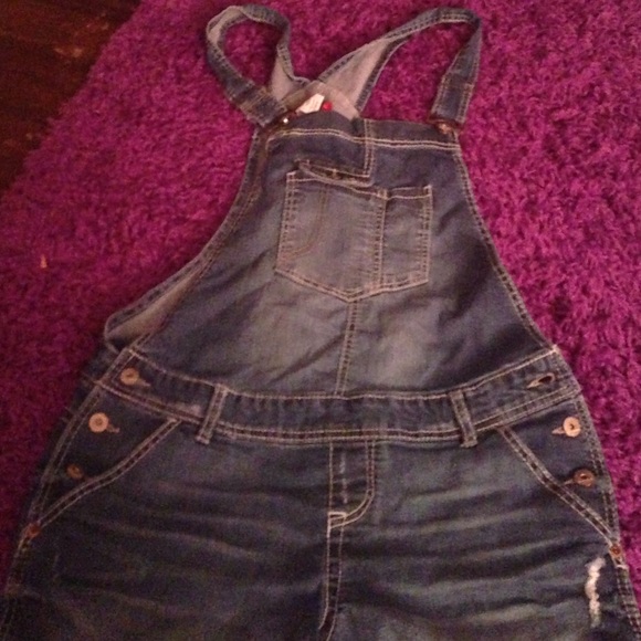 dark wash denim shorts overalls